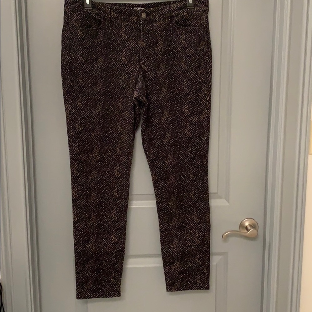 LOFT Black and White Patterned Skinny Pants